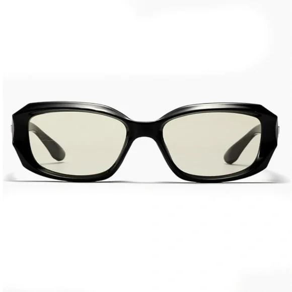 Black Clear Tint Retro Trendy Rectangle Men Women Square Frame Trendy Glasses - Picture 2 of 5